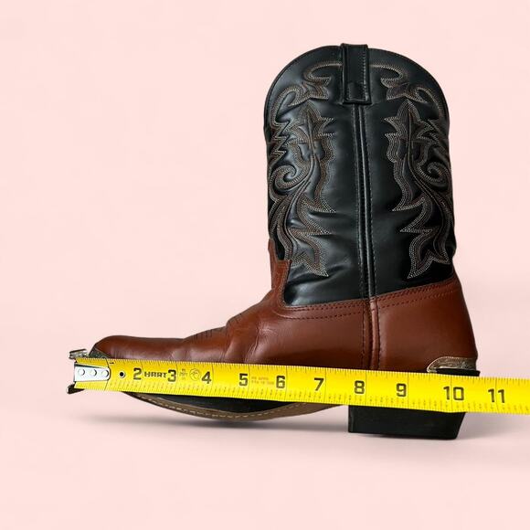 Brown leather cowboy boots